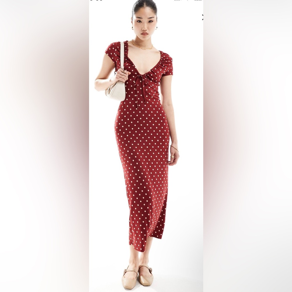 ASOS burgundy  Polka Dot Dress